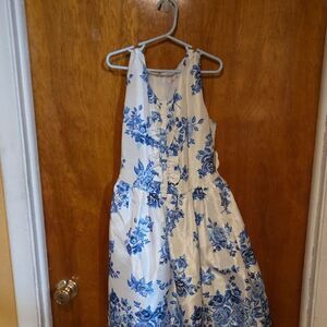 Floral Blue and White Kids Dress